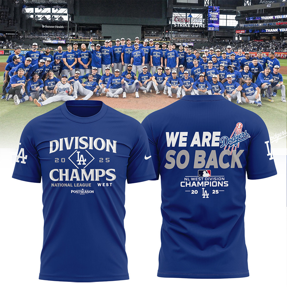 Los Angeles Dodgers 2025 Nl West Division Champions T-Shirt La Dodger Merch Ideas Gifts