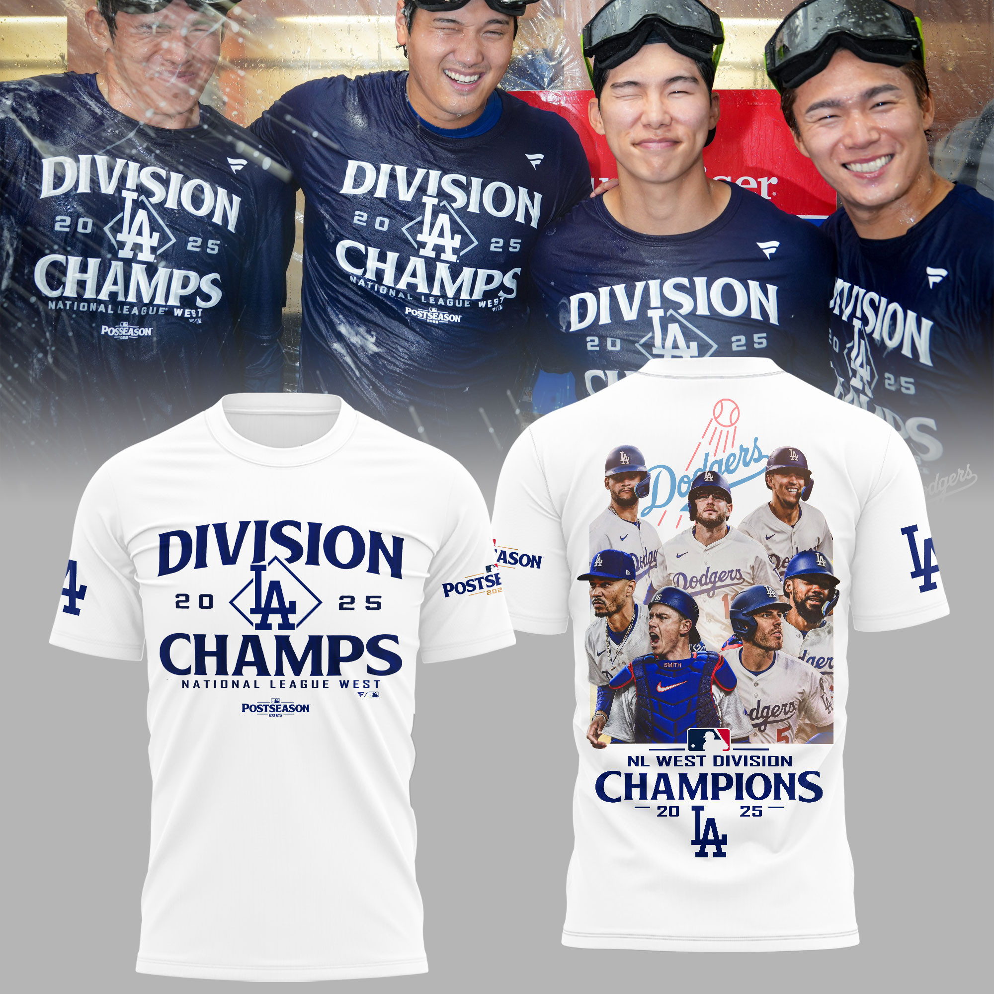 Los Angeles Dodgers 2025 Nl West Division Champs T-Shirt Baseball Themed Dodgers Gifts
