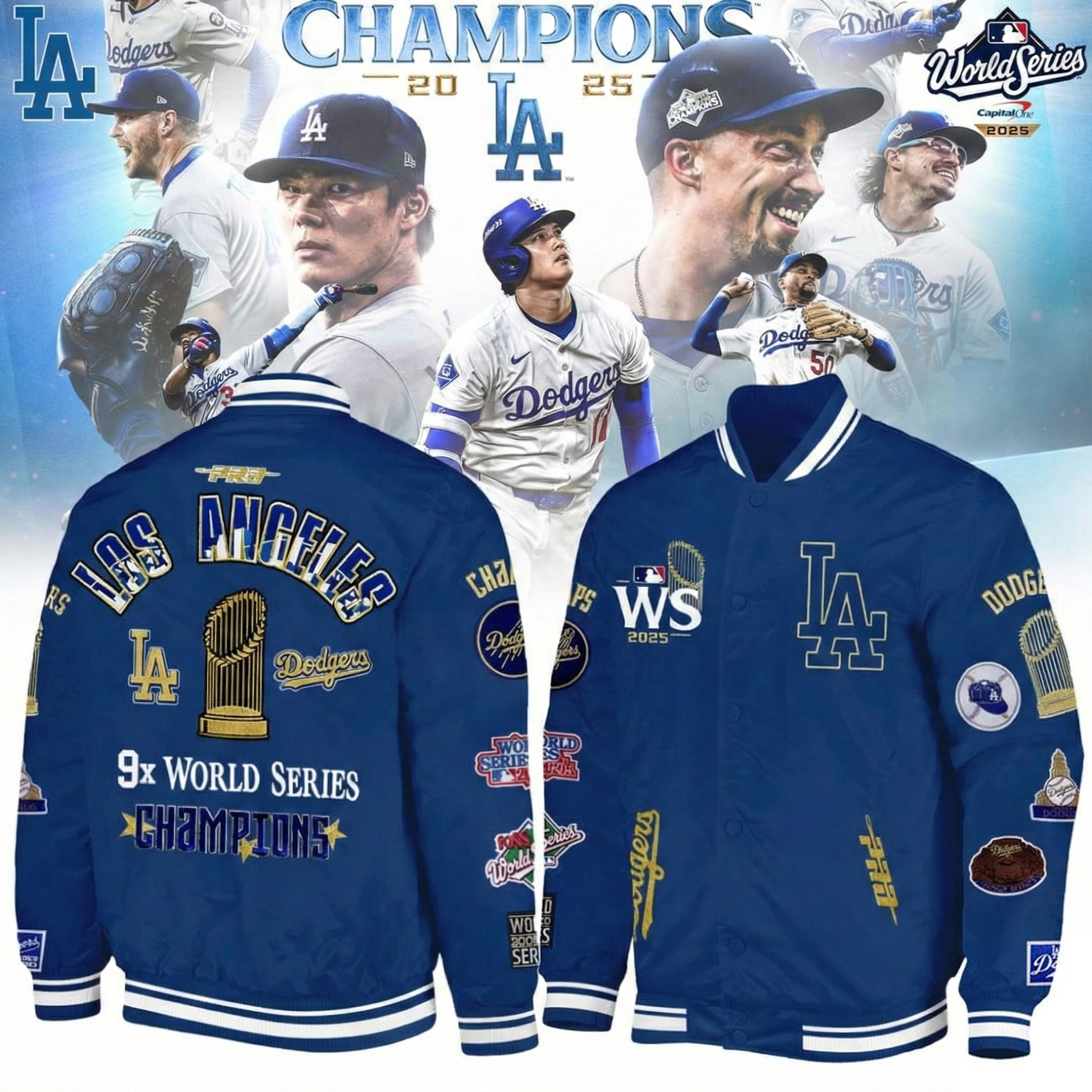 Los Angeles Dodgers 9X World Series Champs Bomber Jacket Dodgers Merchandise Best Gift For MLB Fans