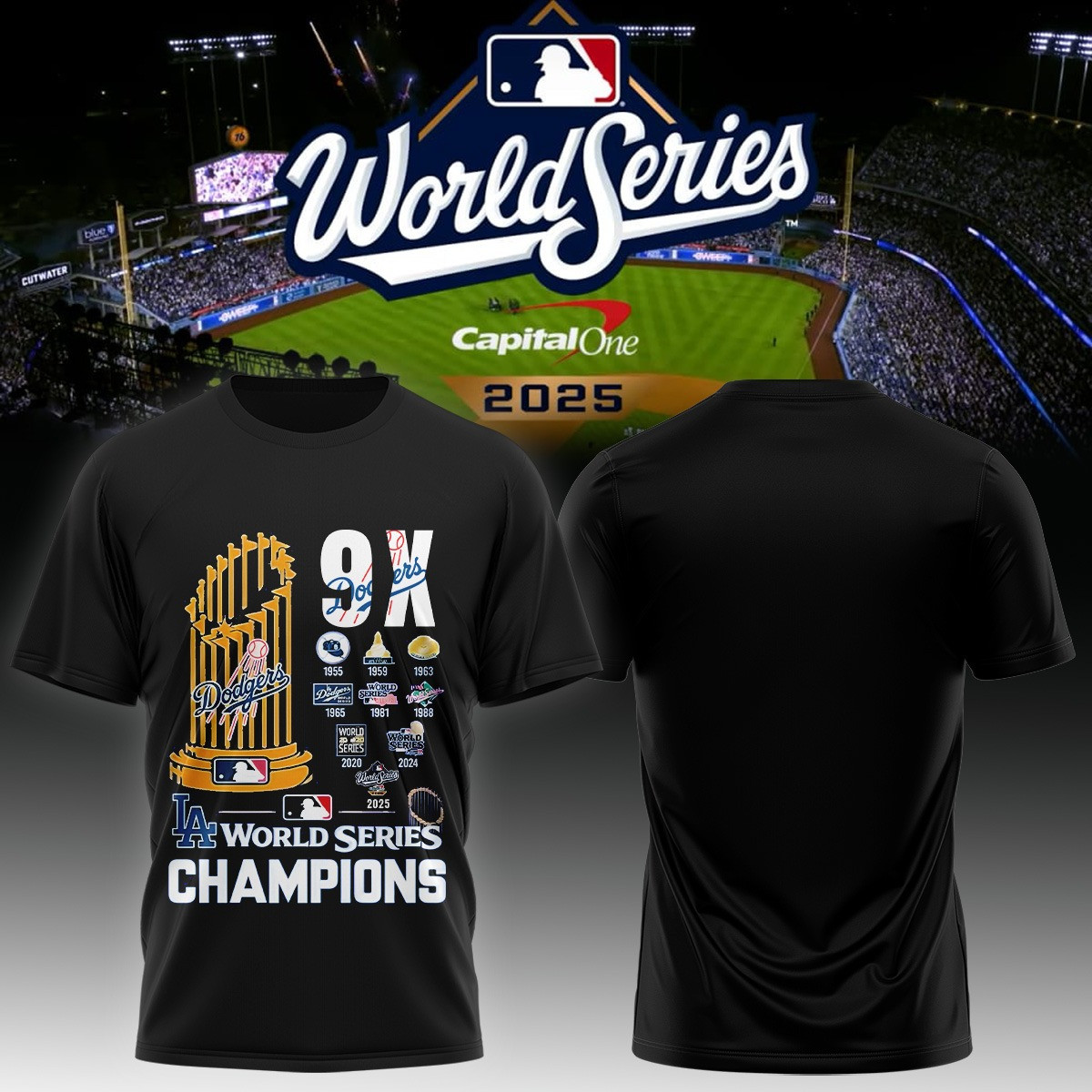 Los Angeles Dodgers Back To Back Champions T-Shirt Dodgers World Series Merch 2025 Fan Clothing