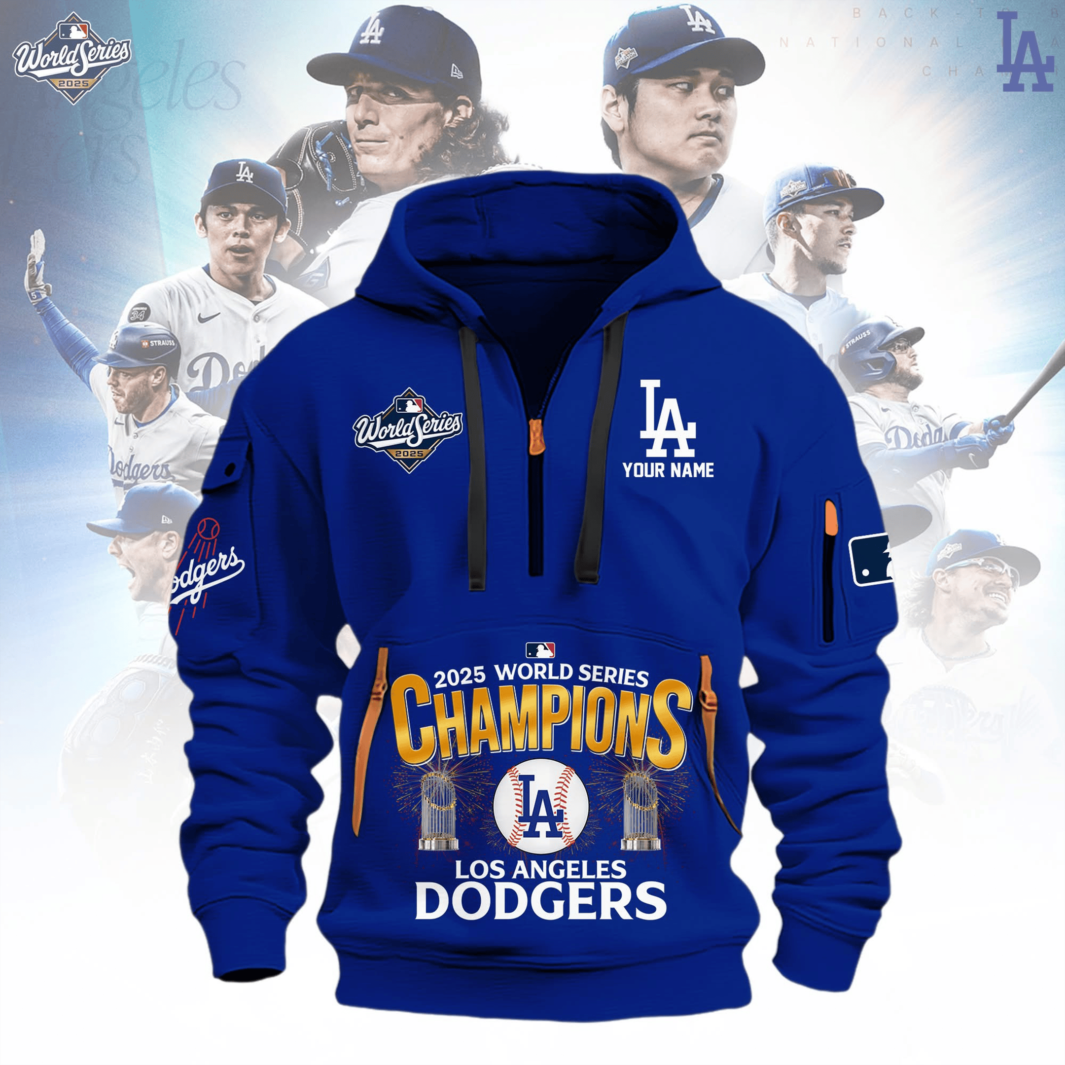 Los Angeles Dodgers Back To Back Quarter Zip Hoodie 2025 World Series Merch Best Gift For Baseball Fans