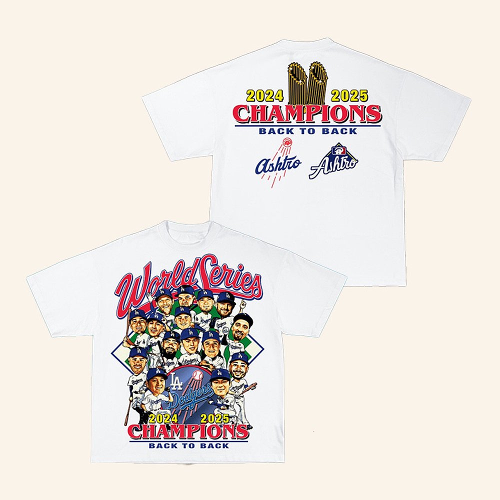 Los Angeles Dodgers Cartoon Team Back To Back Champions T-Shirt Dodgers Merch Best Gift For Baseball Fans