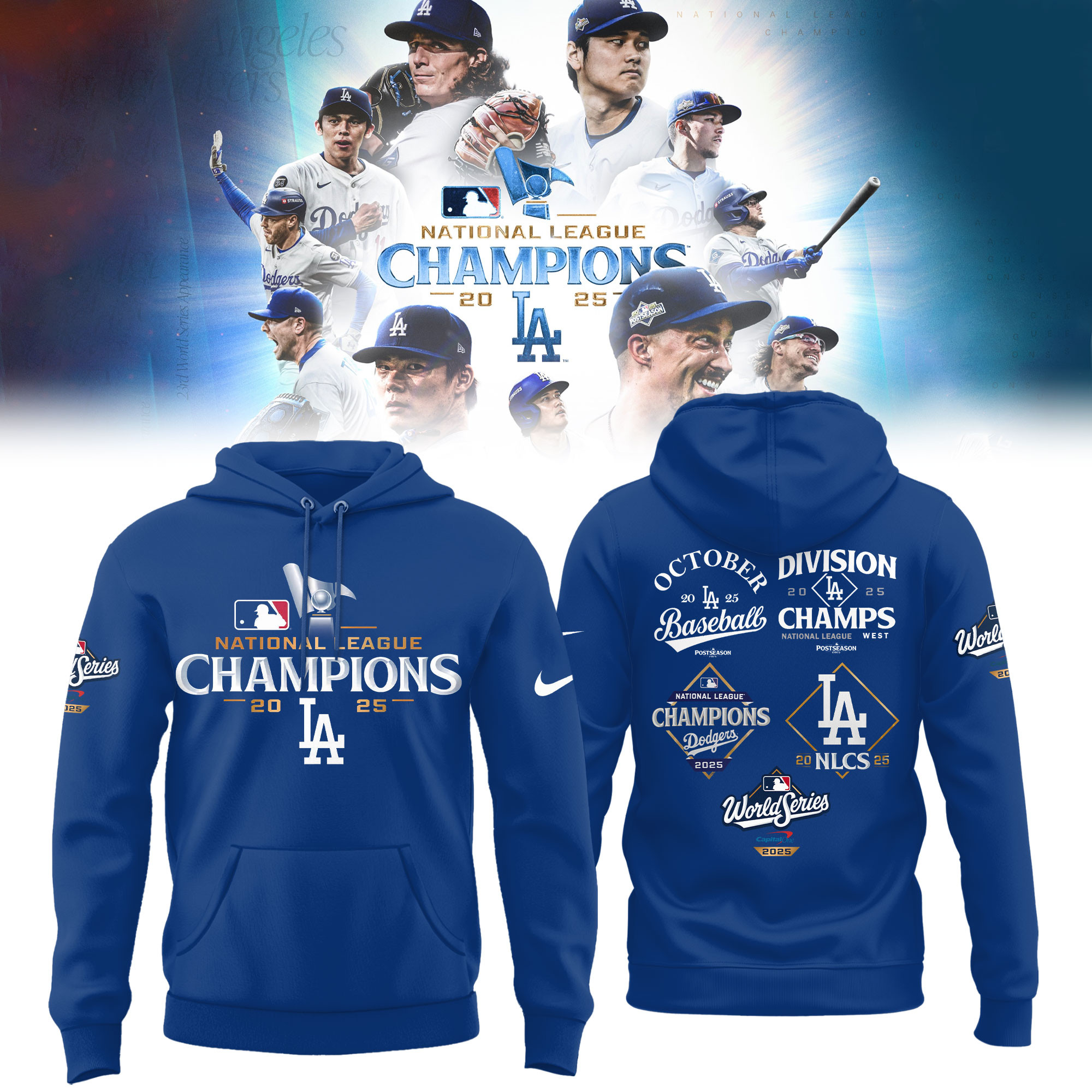 Los Angeles Dodgers Division Champs 2025 Hoodie October Baseball Dodgers Gift For Dad