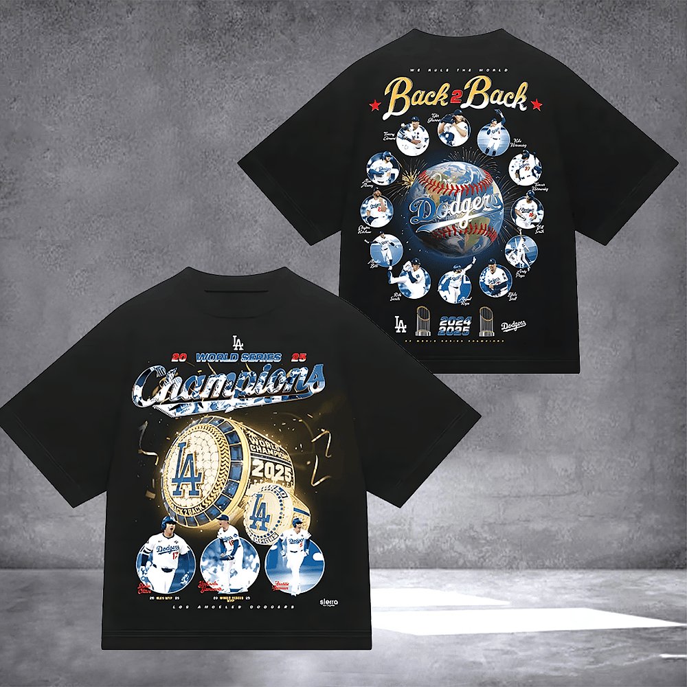 Los Angeles Dodgers World Series Back To Back Champions T-Shirt Dodgers Merch Best Gift For Baseball Fans
