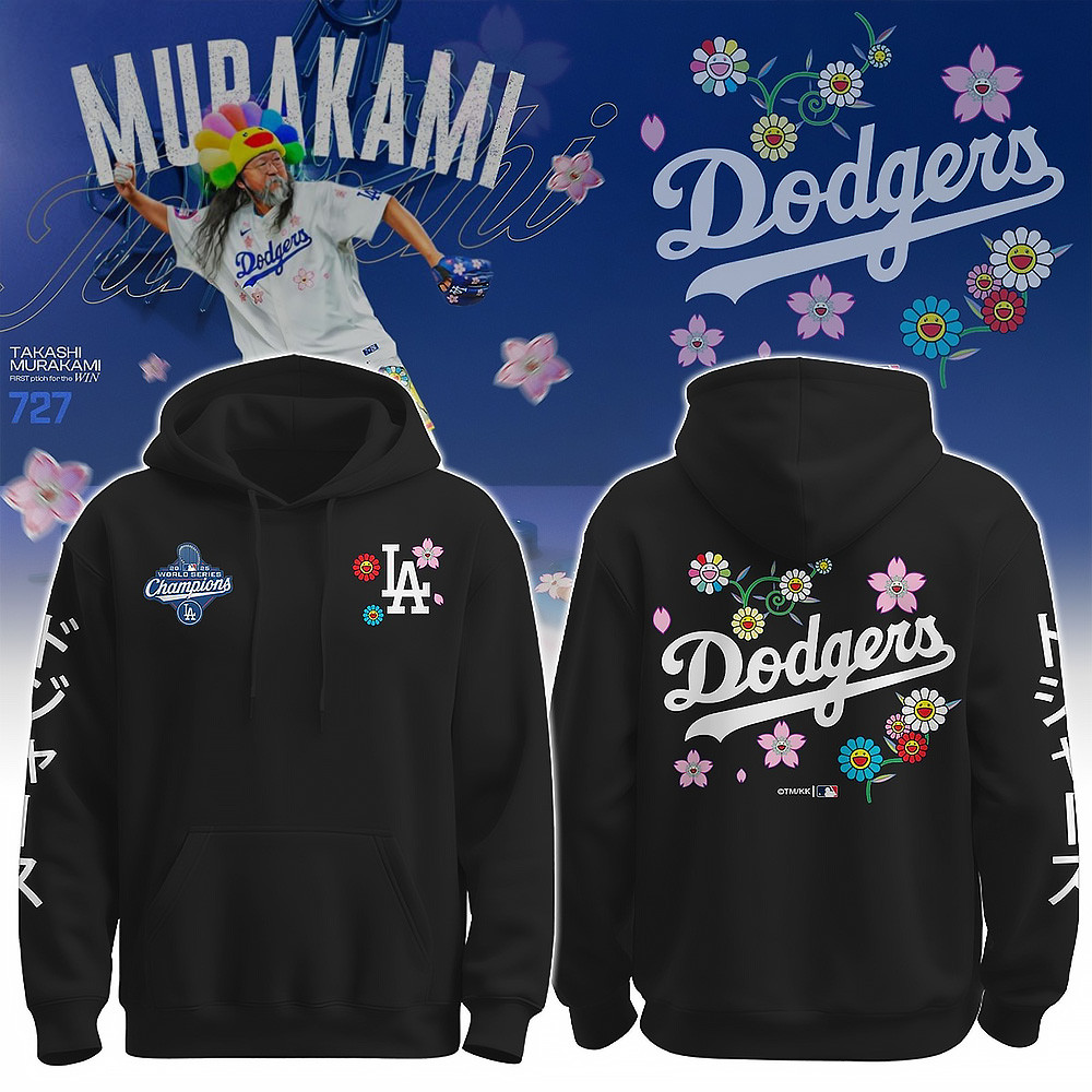 Los Angeles Dodgers x Takashi Murakami World Series Merch Hoodie Los Angeles Dodgers MLB Baseball Gifts