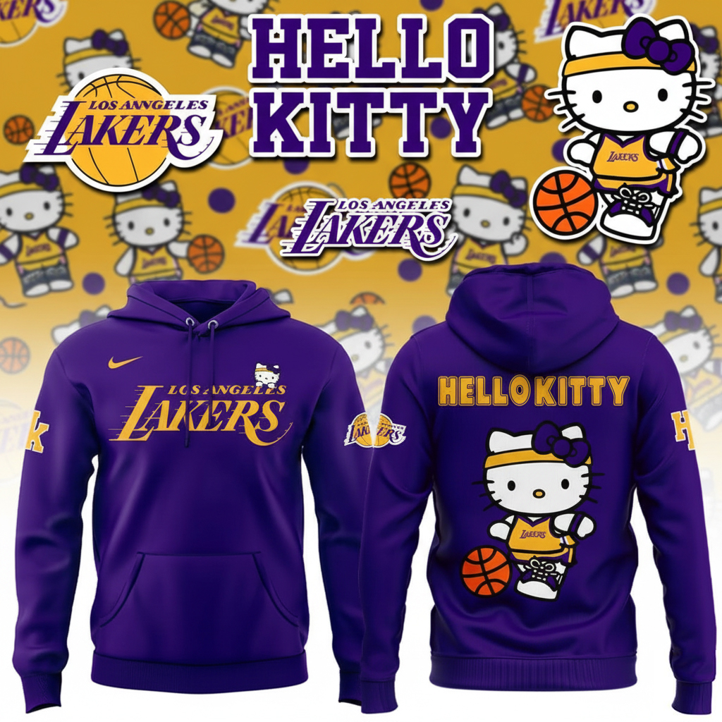 Los Angeles Lakers Hello Kitty Theme Game Night Hoodie Lakers Merch Best Gift For NBA Fans
