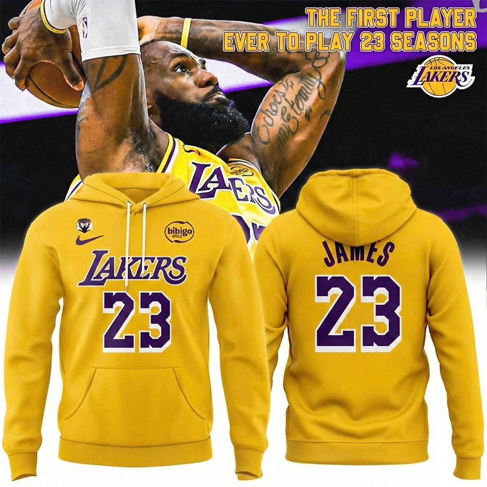 Los Angeles Lakers LeBron James 23 Seasons Achievement Hoodie Lakers Apparel Gift For NBA Fans