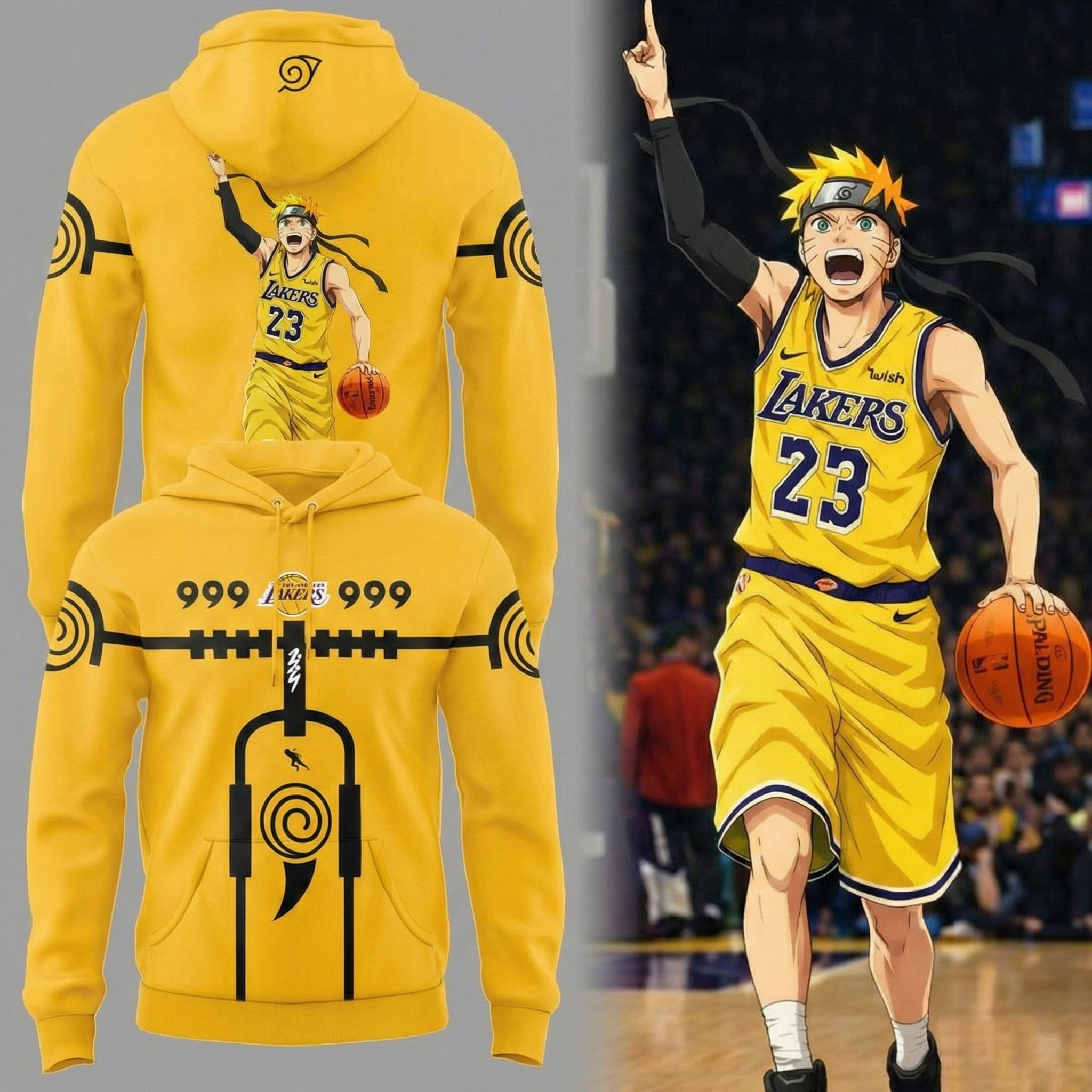 Los Angeles Lakers Naruto Hokage Night Hoodie Lakers Apparel Cool Gift For Anime Fans