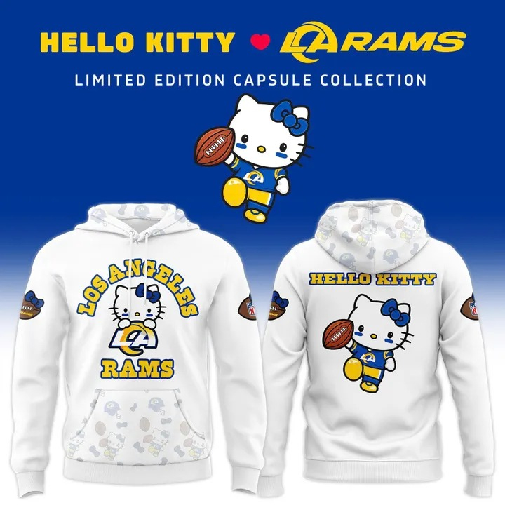 Los Angeles Rams Football Hello Kitty Night 2026 White Hoodie Best Gift For Football Fans