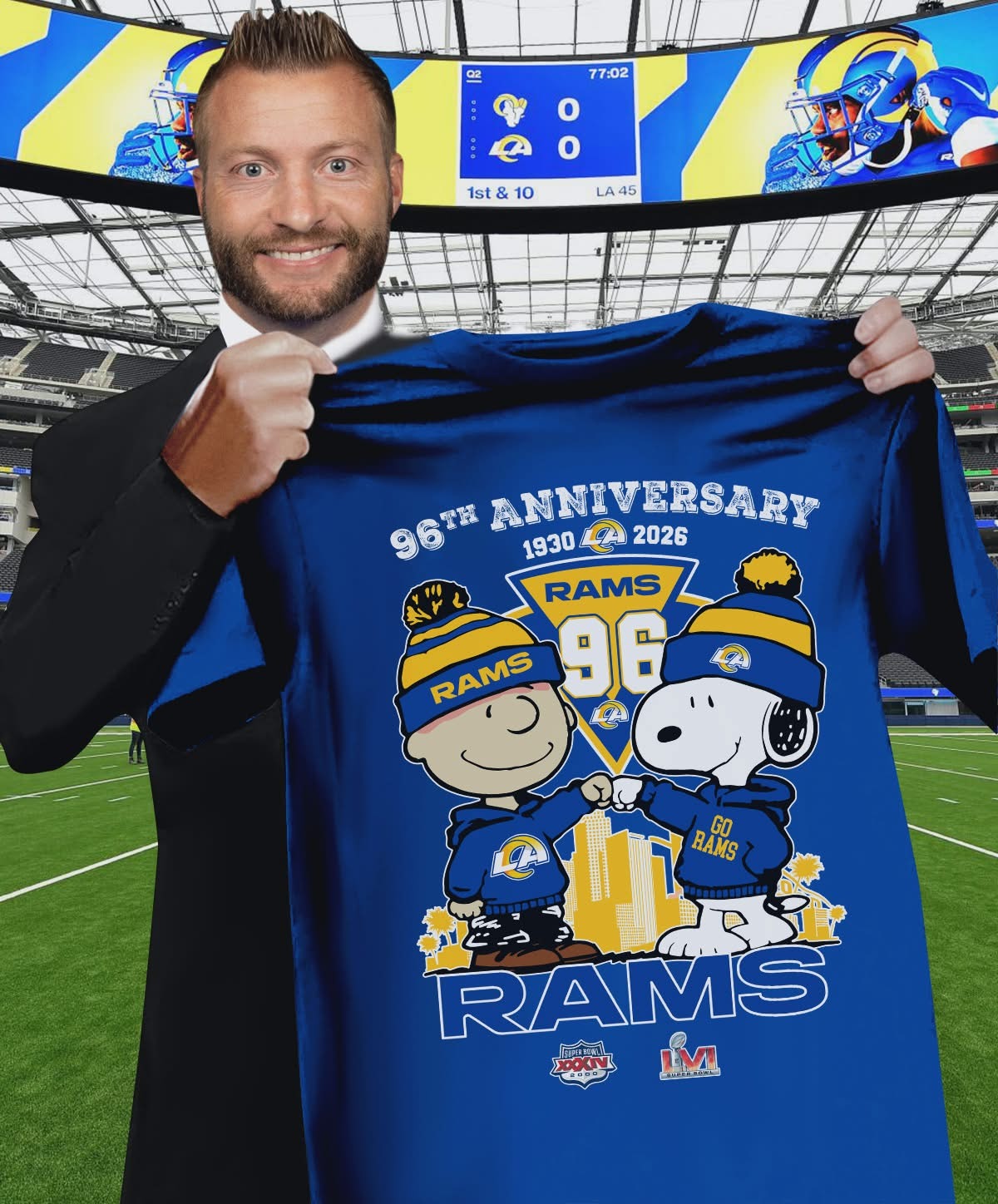 Los Angeles Rams Football Snoopy 96th Anniversary 1930 to 2026 T-Shirt Best Gift For Football Fans