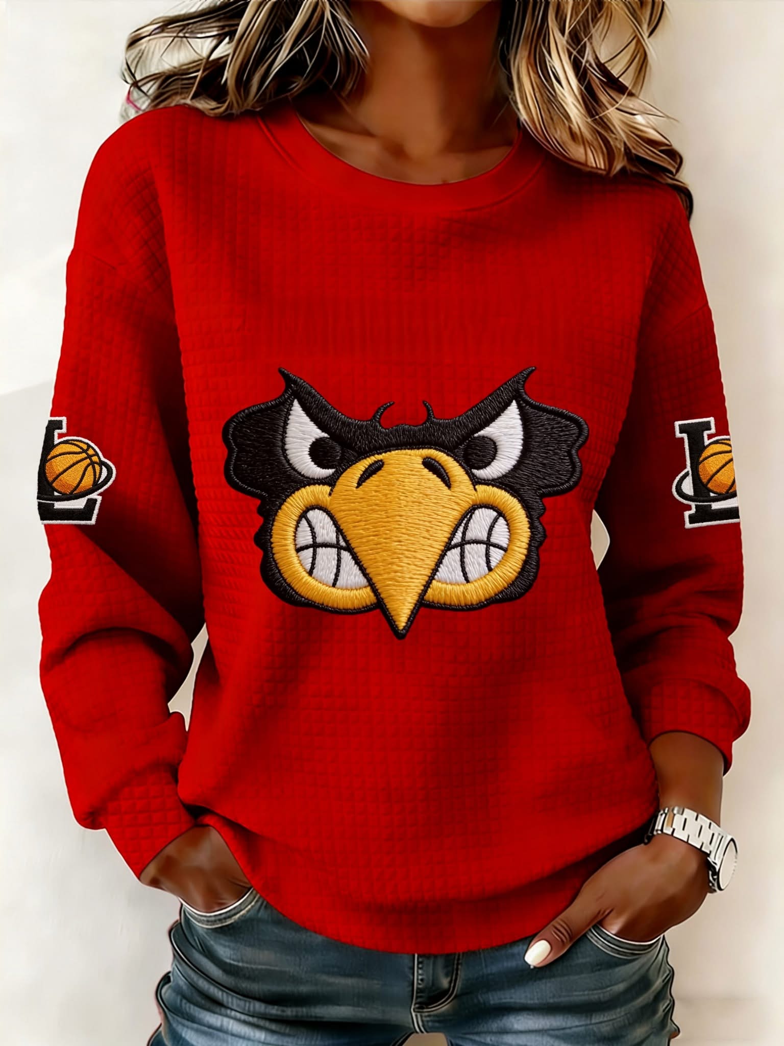 Louisville Cardinals Basketball Long Sleeve Waffle Women's Shirt
