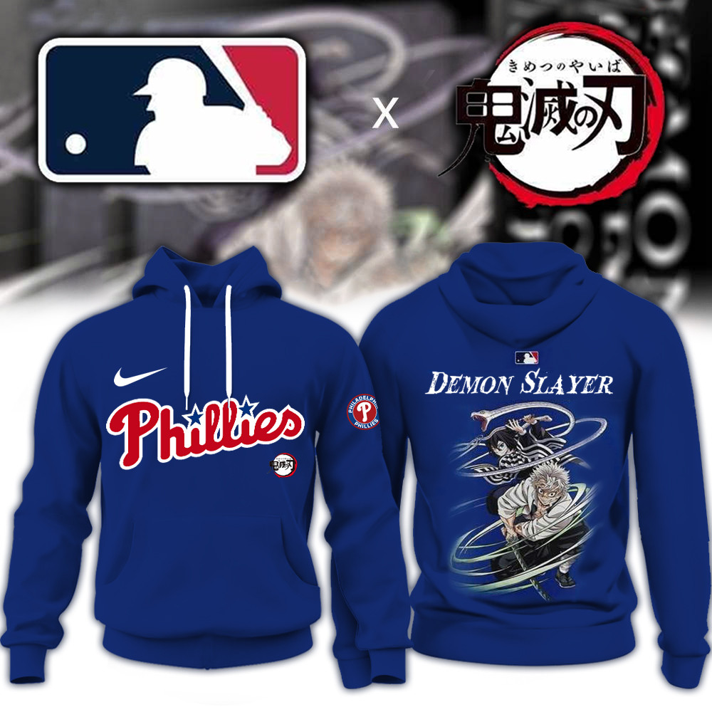 MLB x Demon Slayer Merch Hoodie Philadelphia Phillies x Demon Slayer Merch Gifts For Fans