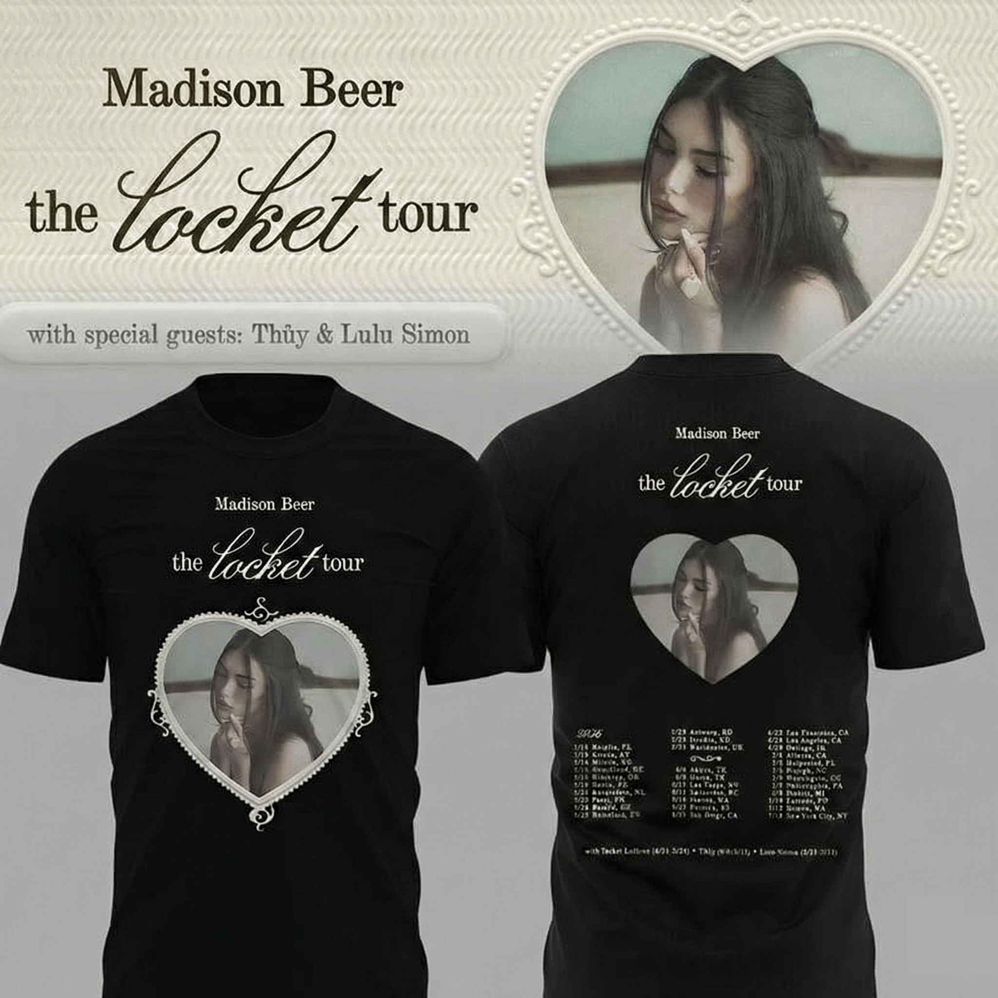Madison Beer The Locket Tour 2026 Celebrate Black T-Shirt Pop Music Merch Best Gift For Music Fans