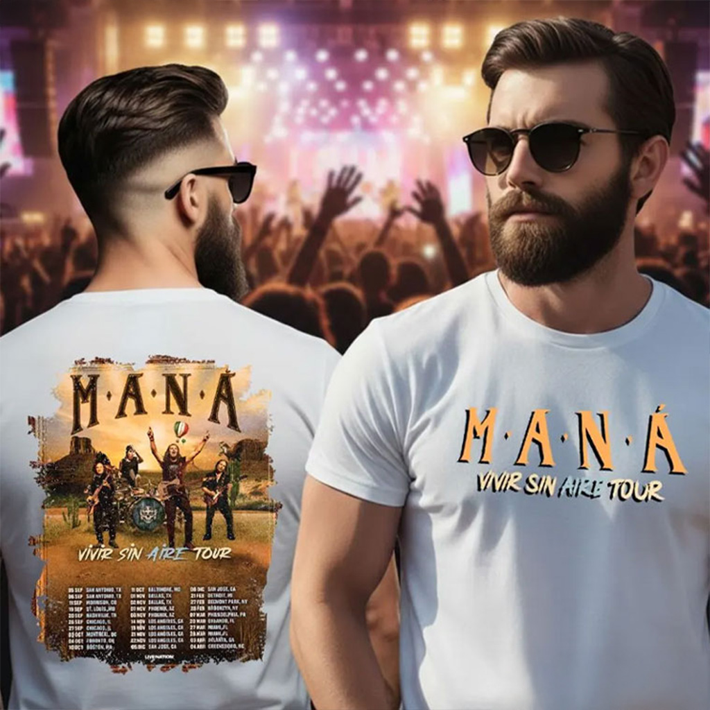 Mana Vivir Sin Aire Tour 2025 Rock Band T-Shirt Mana Merch For Rock Fans