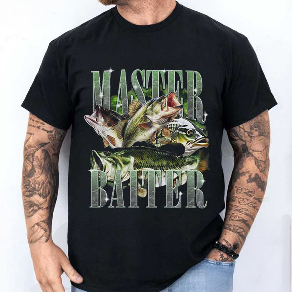 Master Baiter Bass Fishing Retro Graphic T-Shirt For Fish Lovers