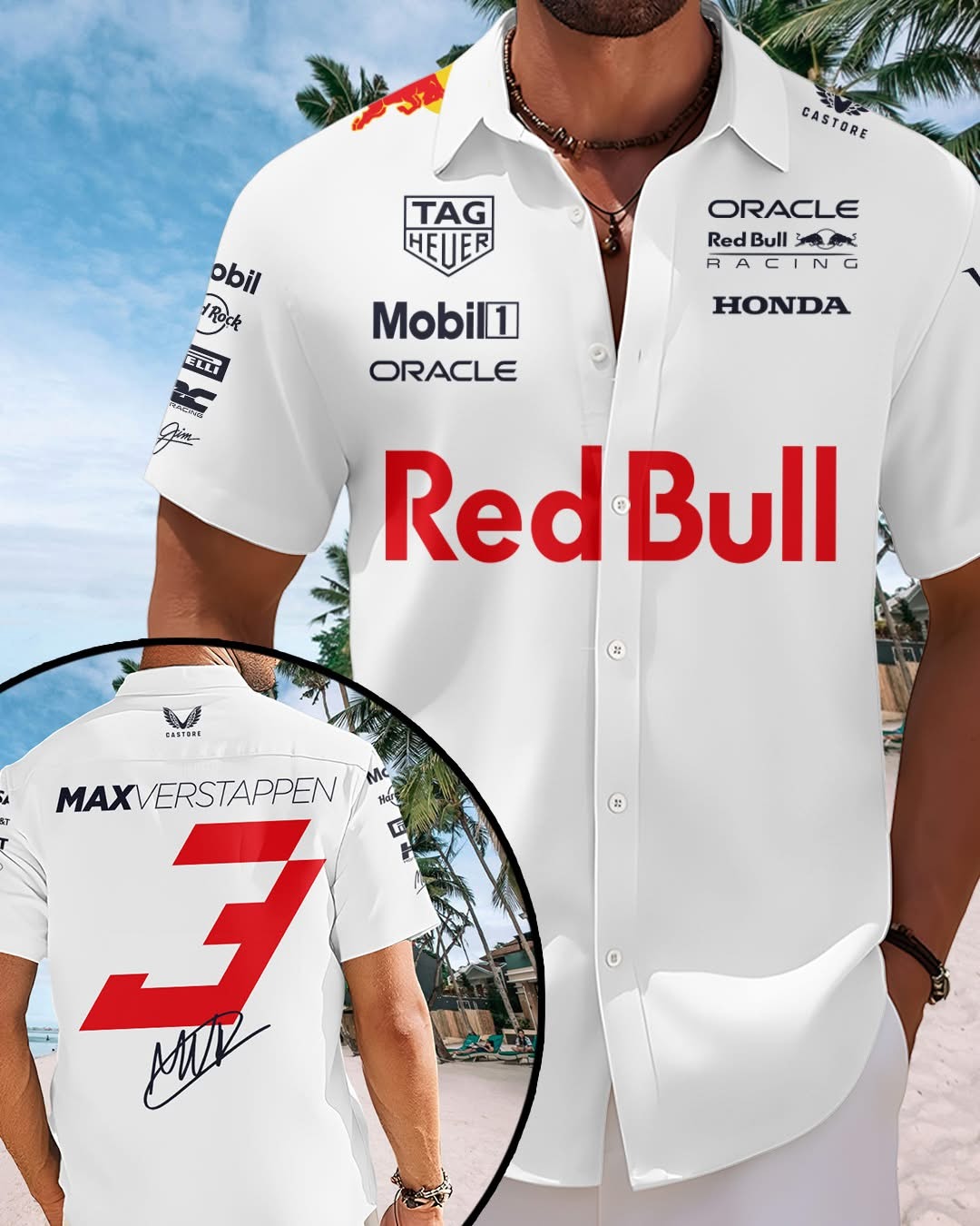 Max Verstappen F1 Red Bull Hawaiian Shirt Max Verstappen Racing Apparel