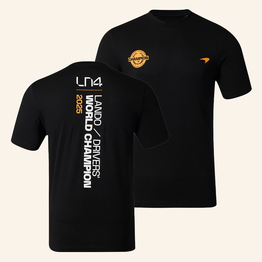 Mclaren Merch Lando Norris 2025 Drivers World Champion T-Shirt For Racing Fans