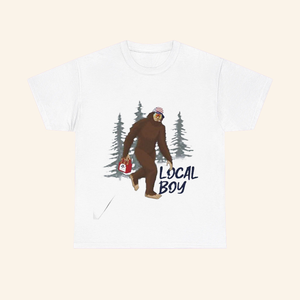 Merica Squatch Local Boy T-Shirt Patriotic Squatch Shirt For Bigfoot Lovers