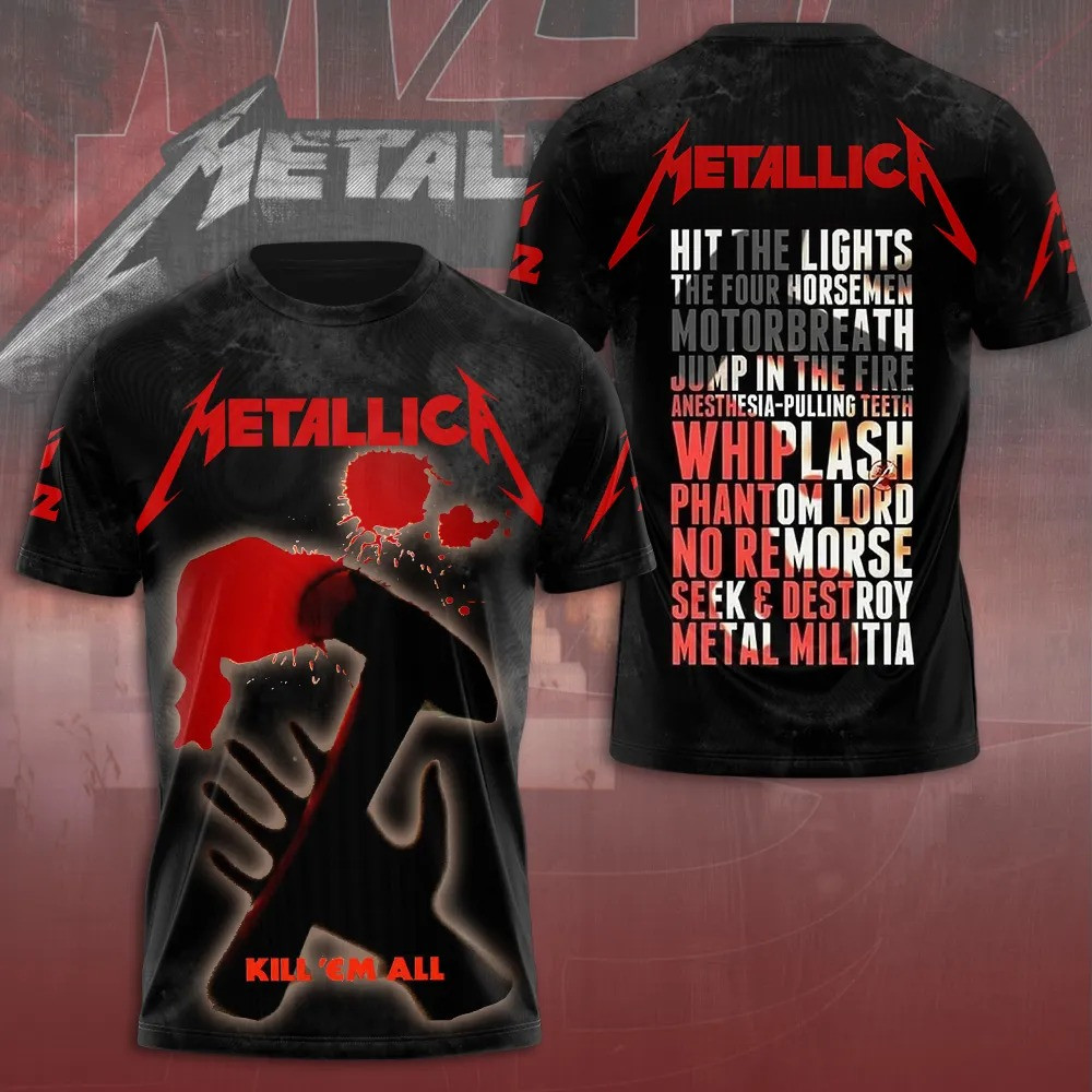 Metallica Tour Merch T-Shirt Kill Em' All Metallica Band Clothing Unique Fan Gift Ideas