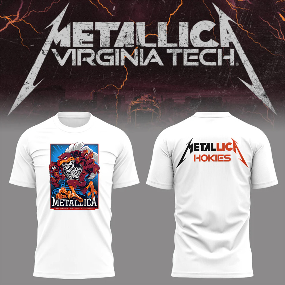 Metallica x Virginia Tech Lane Rocked T-Shirt Birthday Gifts For Music Lovers