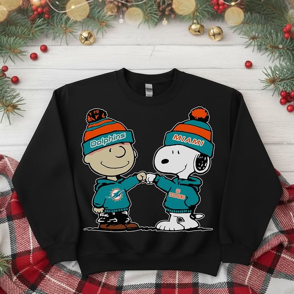 Miami Dolphins NFL Peanuts Christmas Sweatshirt Dolphins Apparel Football Holiday Best Gift For Fans