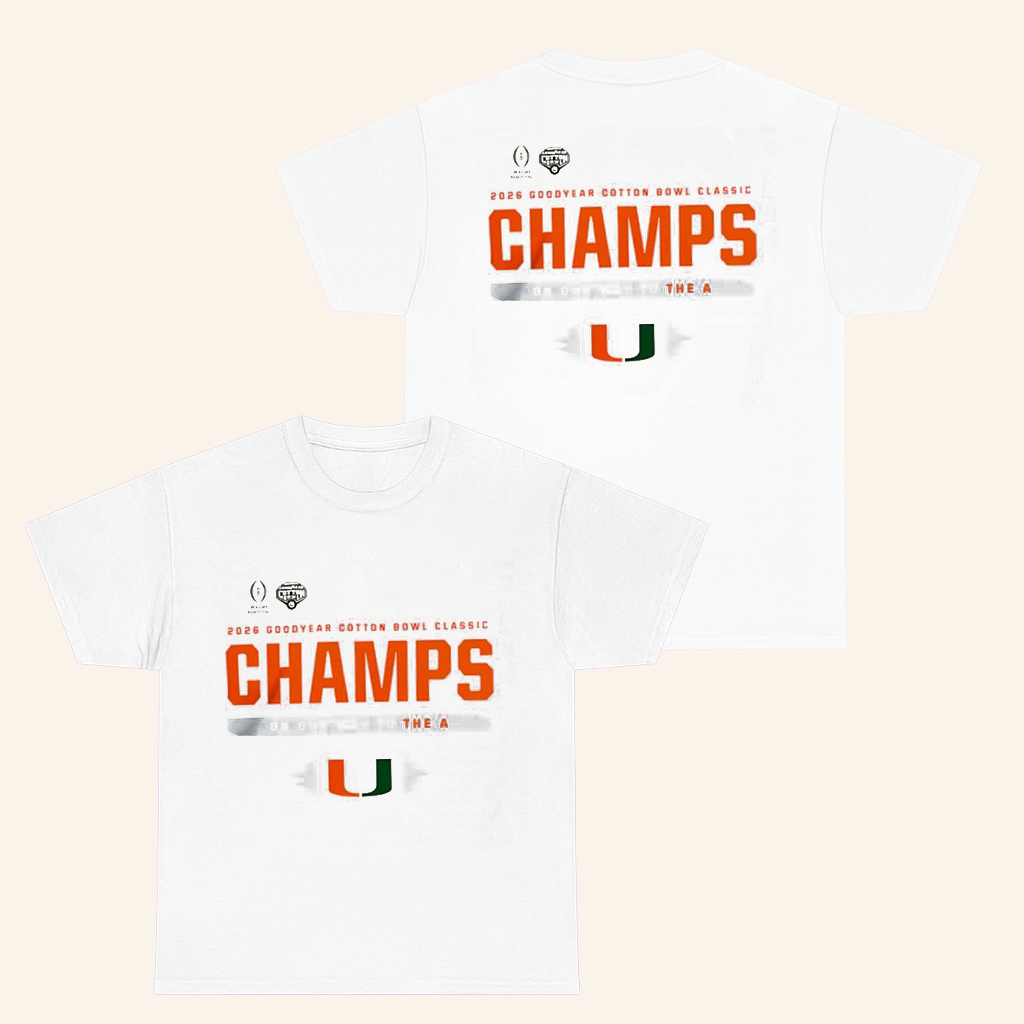 Miami Football 2026 Goodyear Cotton Bowl Champions Playoff T-Shirt For Fans