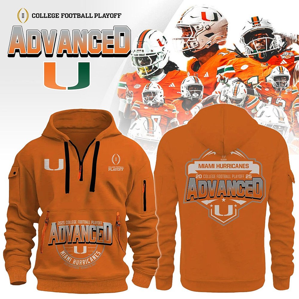 Miami Hurricanes 2025 College Football Playoff Quarter Zip Hoodie College Football Best Gift For Fans