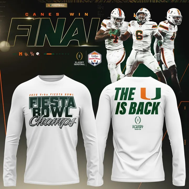 Miami Hurricanes College Football Playoff 2026 Fiesta Bowl Champions Hometown Pride Long Sleeve Shirt Hurricanes Merch