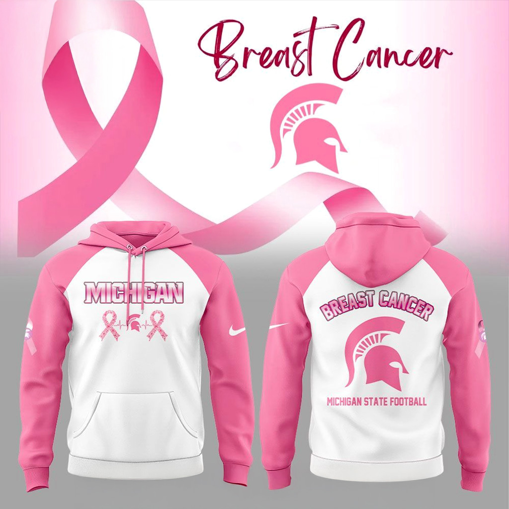 Michigan State Cancer Awareness Month 2025 Hoodie Spartans Merch Xmas Gifts For Mom