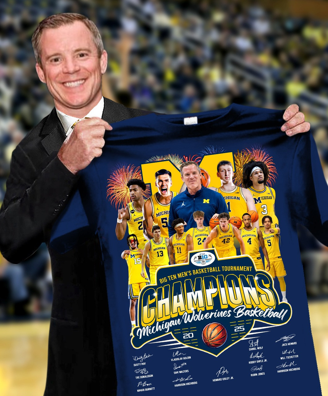 Michigan Wolverine Big Ten Men's Basketball Tournament Champions Shirt Merch Fan Gifts