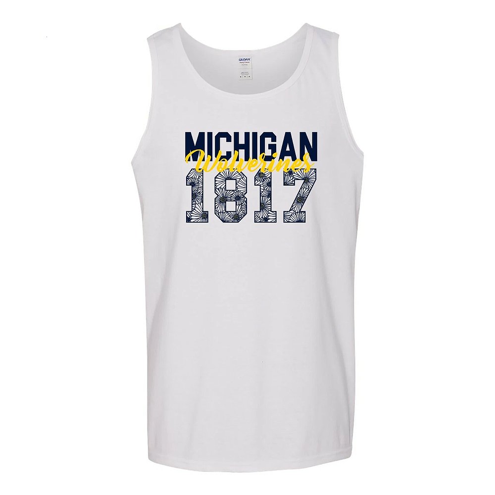 Michigan Wolverines Flower Power White Tank Top