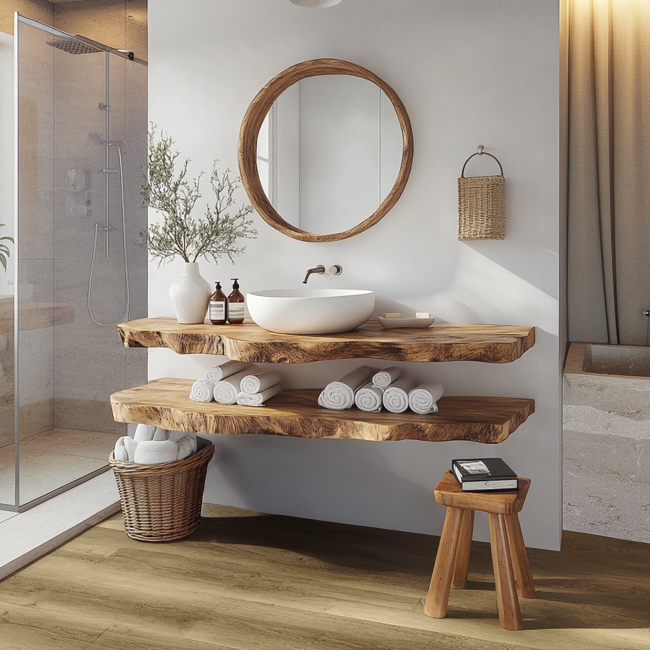 Mid Century Bathroom Vanity Shelf Elegant Wood Bathroom Look SINLSABRV244