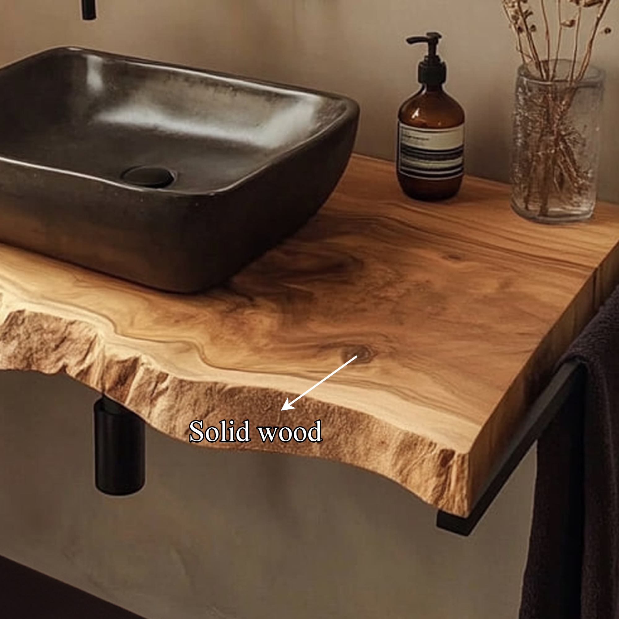 Mid Century Bathroom Vanity Shelf Live Edge Wood Bathroom Decor SINLKIBRV223