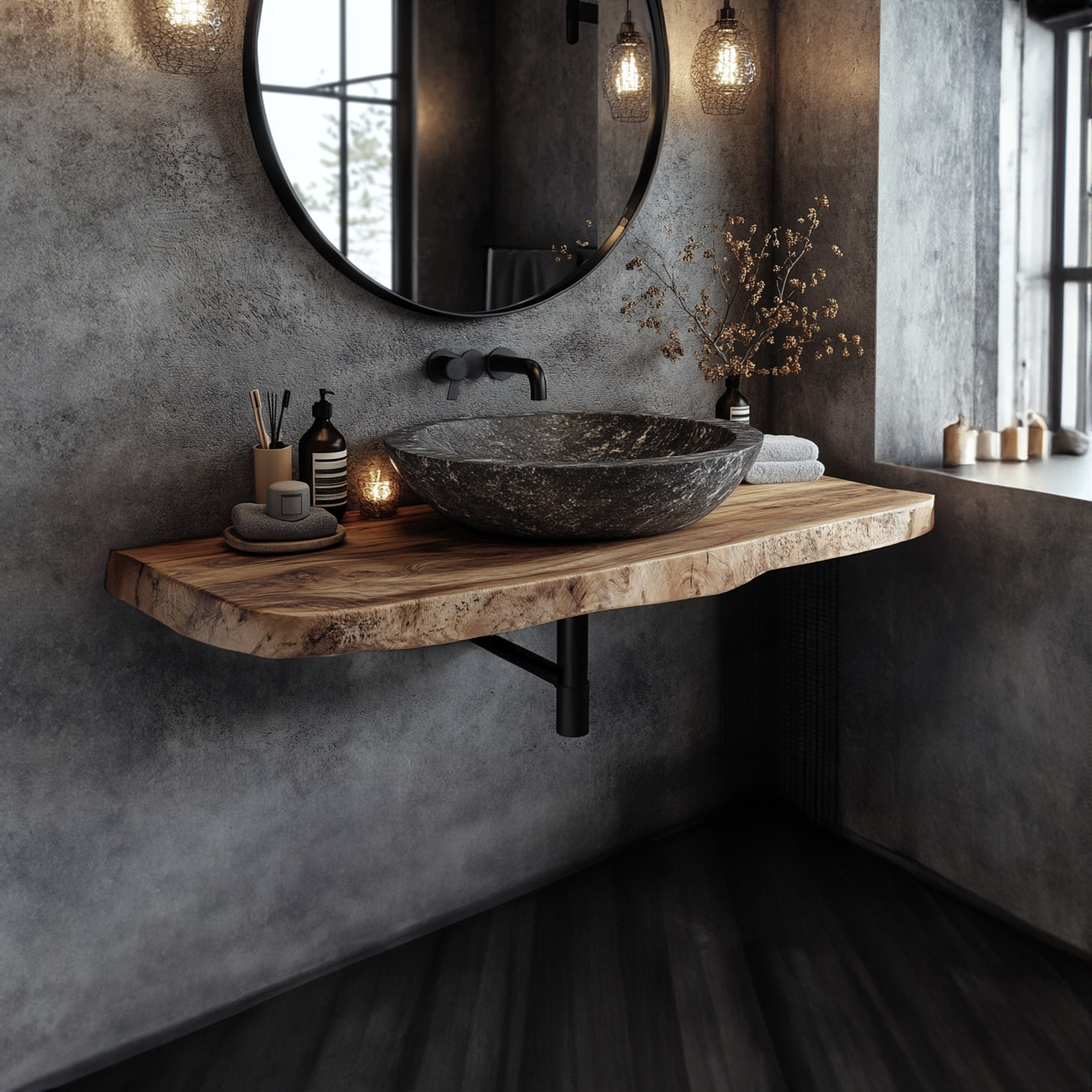 Mid Century Floating Bathroom Vanity Modern Compact Washroom SINLKIBRV195