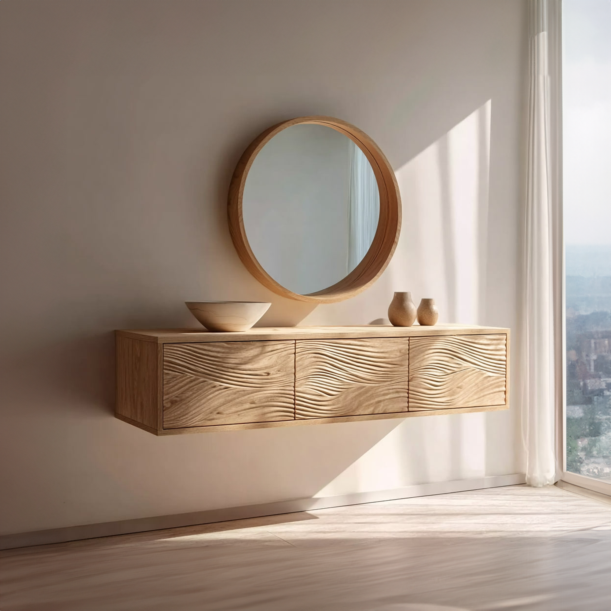 Mid Century Floating Vanity Storage Bathroom SINLKIBRV180