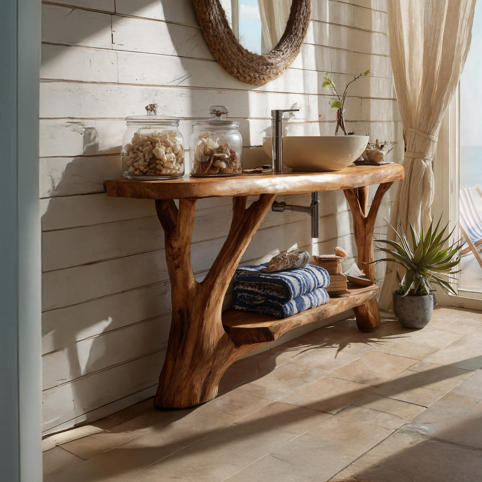 Mid Century Handcrafted Solid Wood Vanity For Bathroom Furniture SILDTTNBRV025