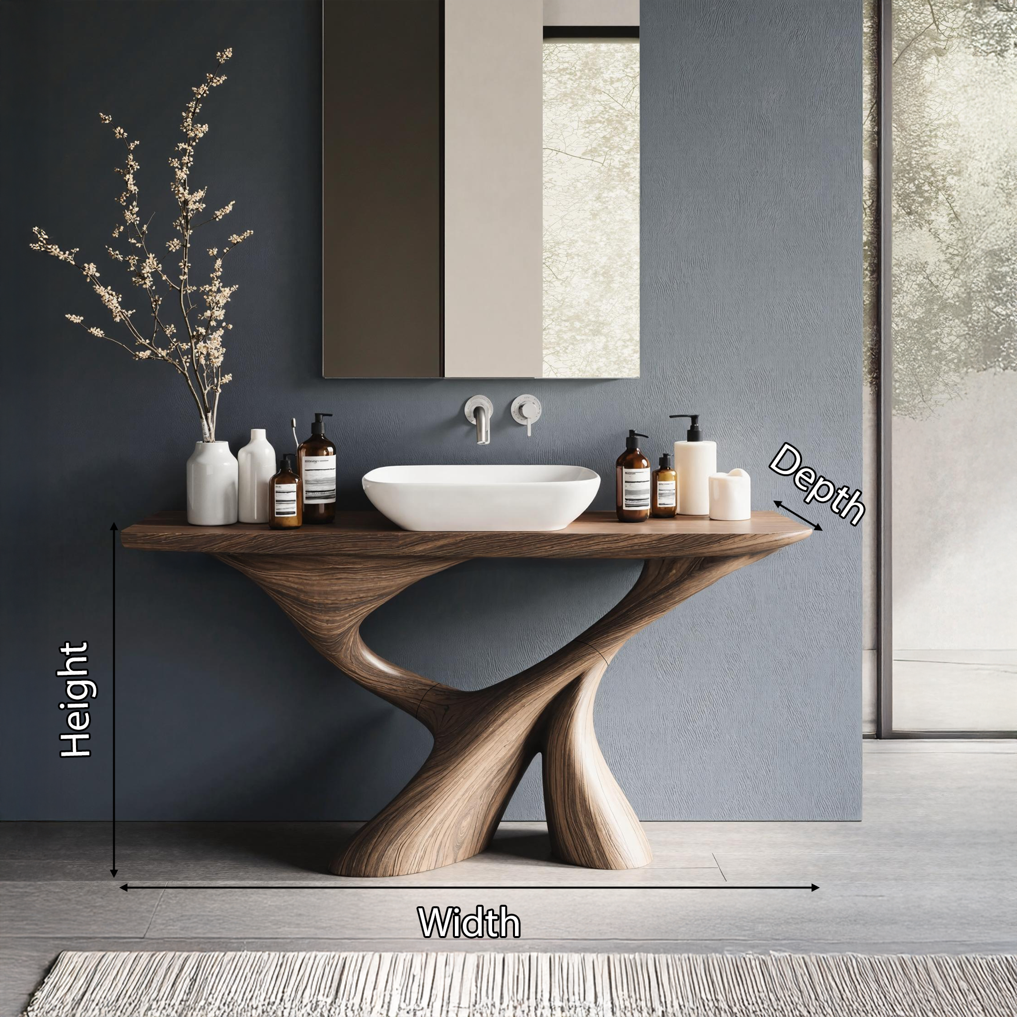 Mid Century Live Edge Bathroom Vanity For Decor SILDTTNBRV008