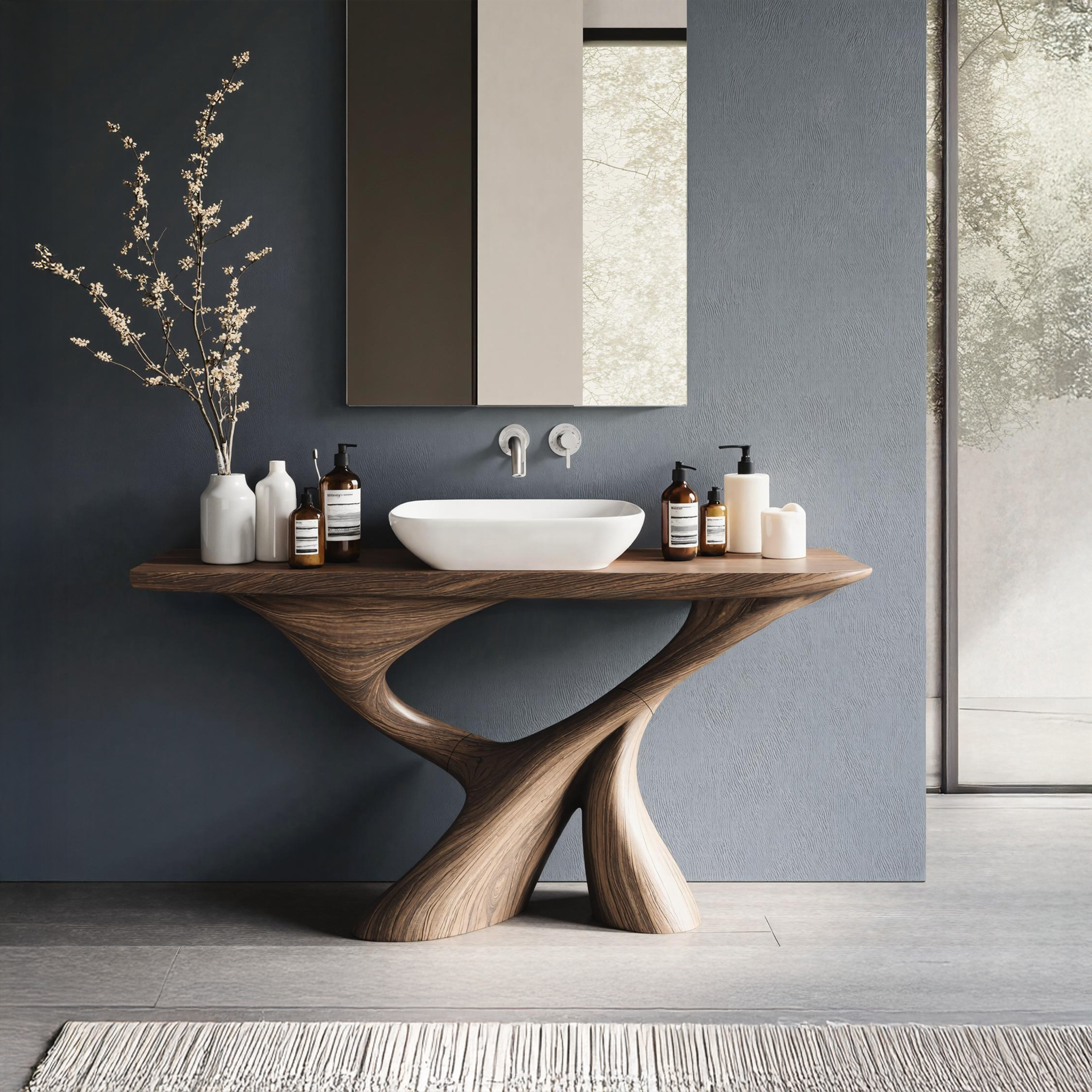 Mid Century Live Edge Bathroom Vanity For Decor SILDTTNBRV008