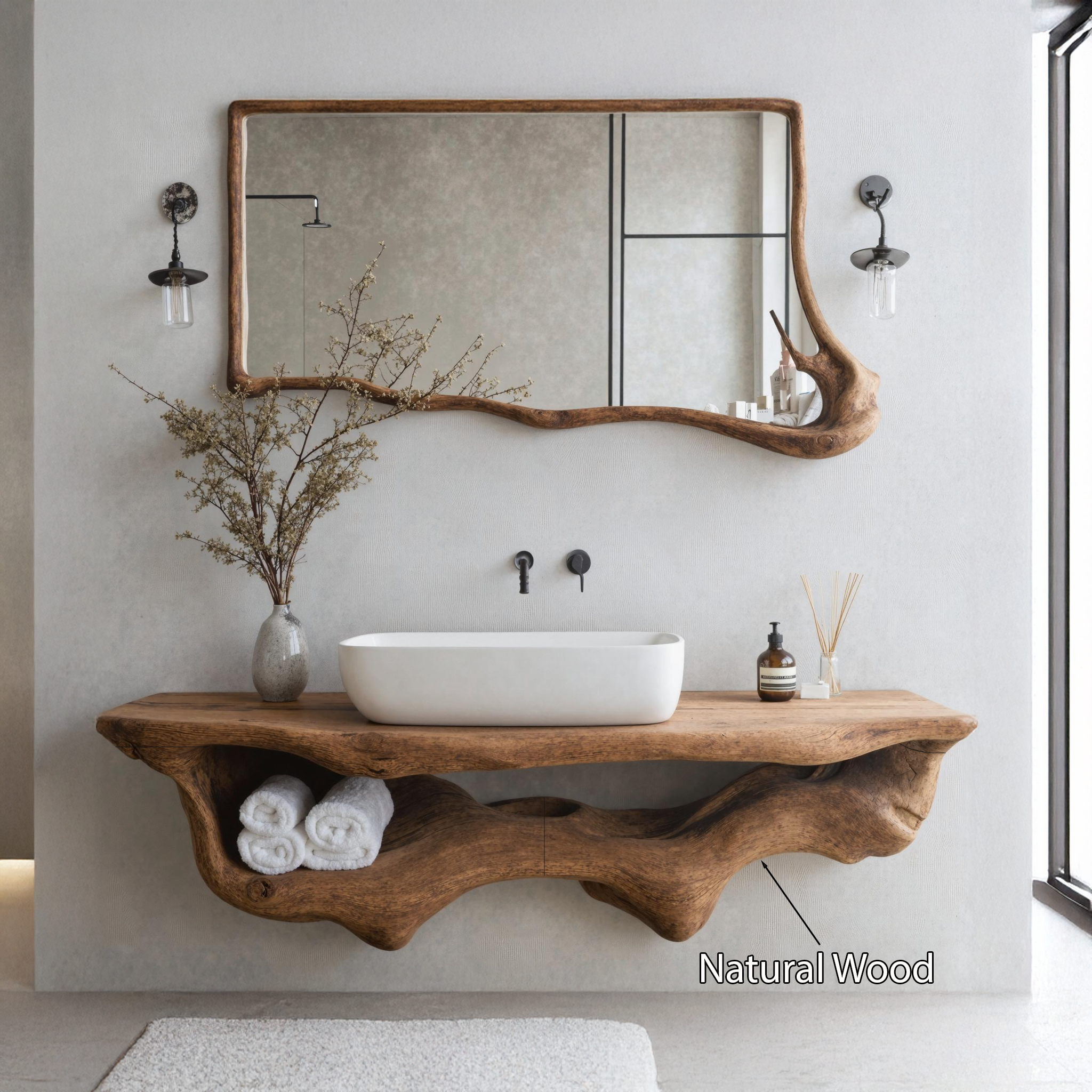 Mid Century Live Edge Floating Vanity Best Bathroom Decor SILDTTRBAS004