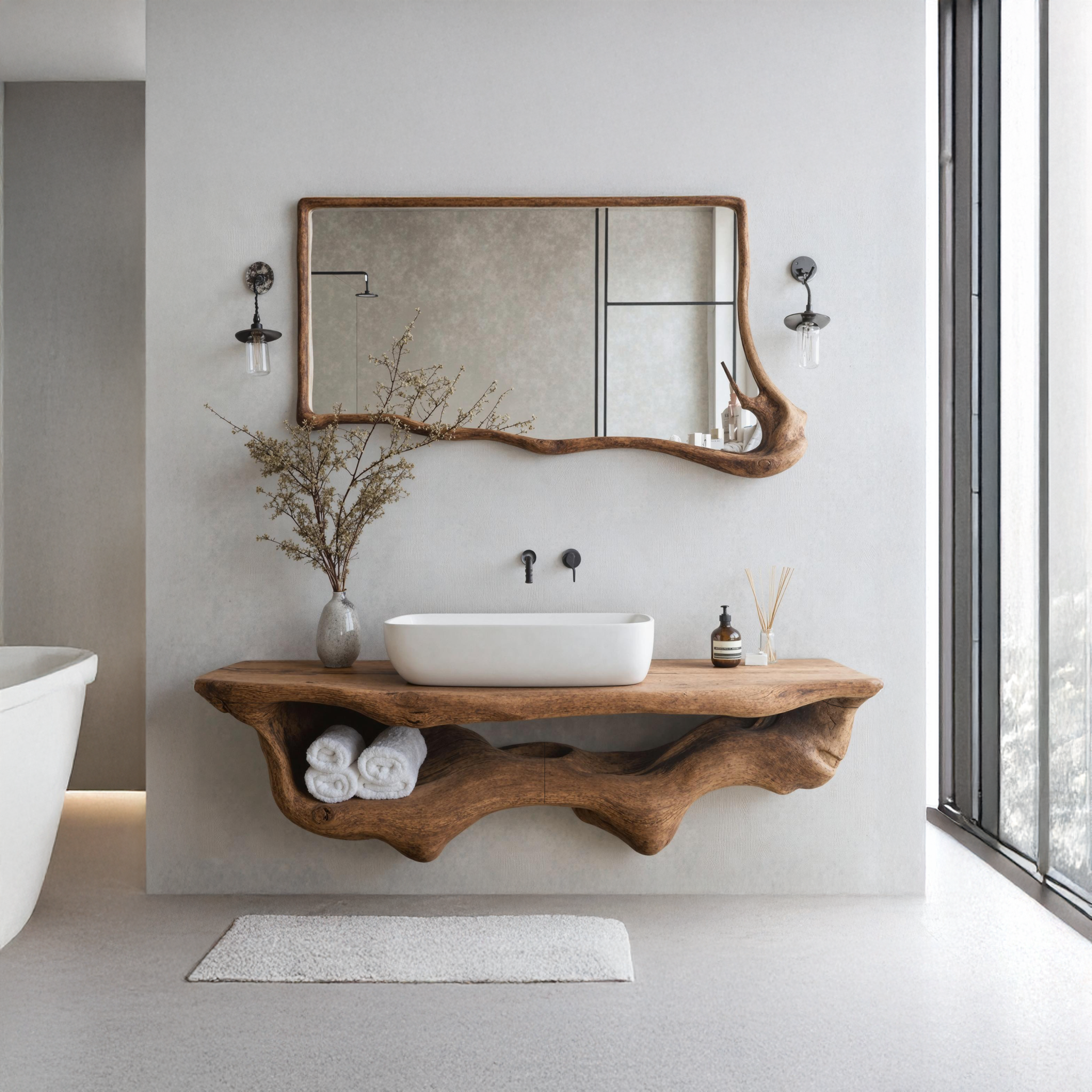 Mid Century Live Edge Floating Vanity Best Bathroom Decor SILDTTRBAS004