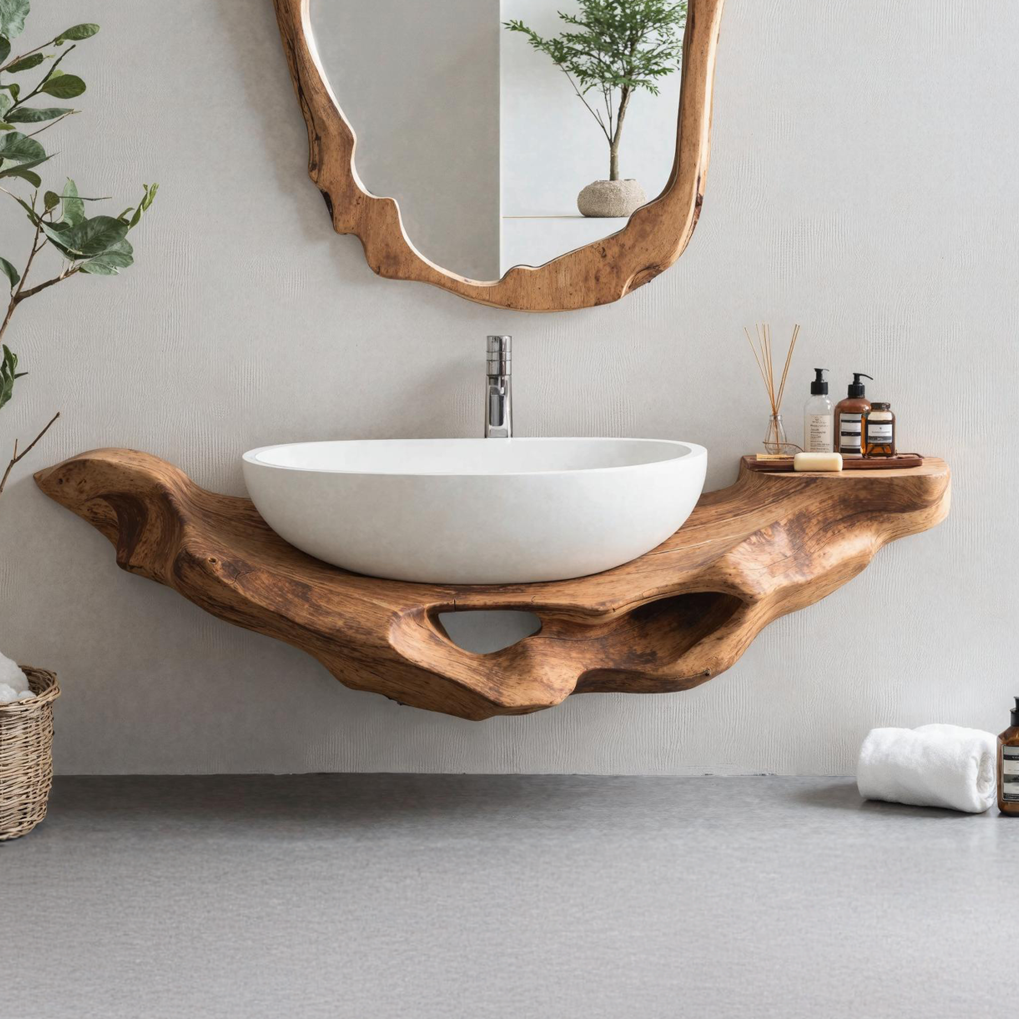 Mid Century Live Edge Floating Vanity Small Bathroom Style SILDTBRV231