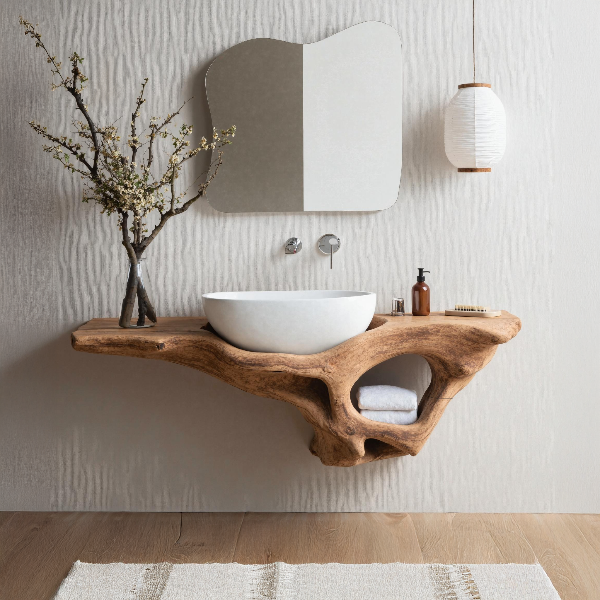 Mid Century Live Edge Vanity Bathroom Decor Accents SILDTTNBAS006