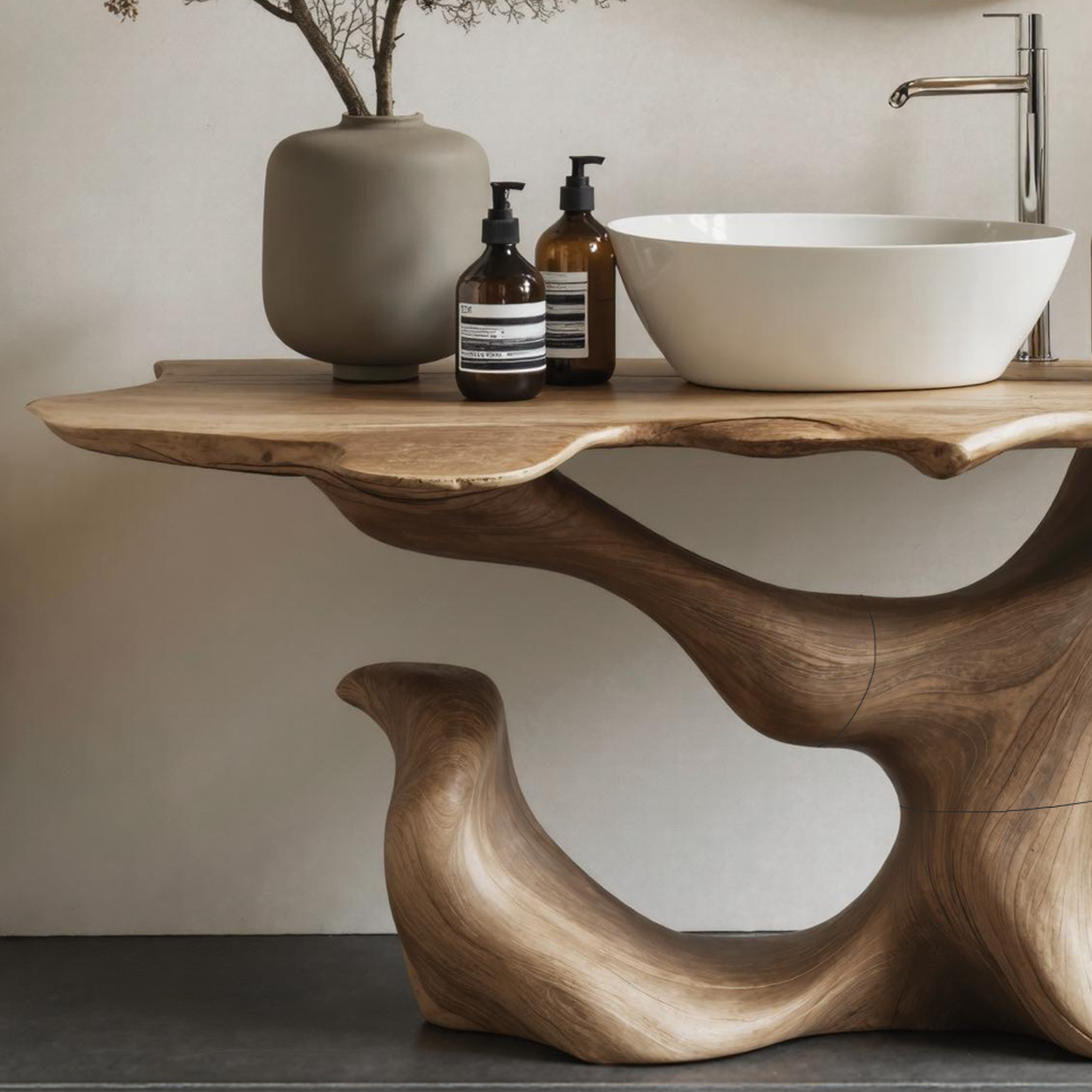 Mid Century Live Edge Vanity For Clean Bathroom Style SILDTTRBRV006