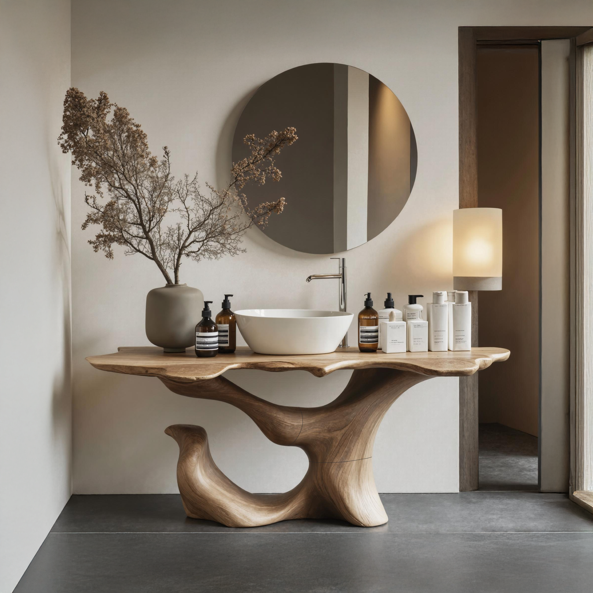 Mid Century Live Edge Vanity For Clean Bathroom Style SILDTTRBRV006