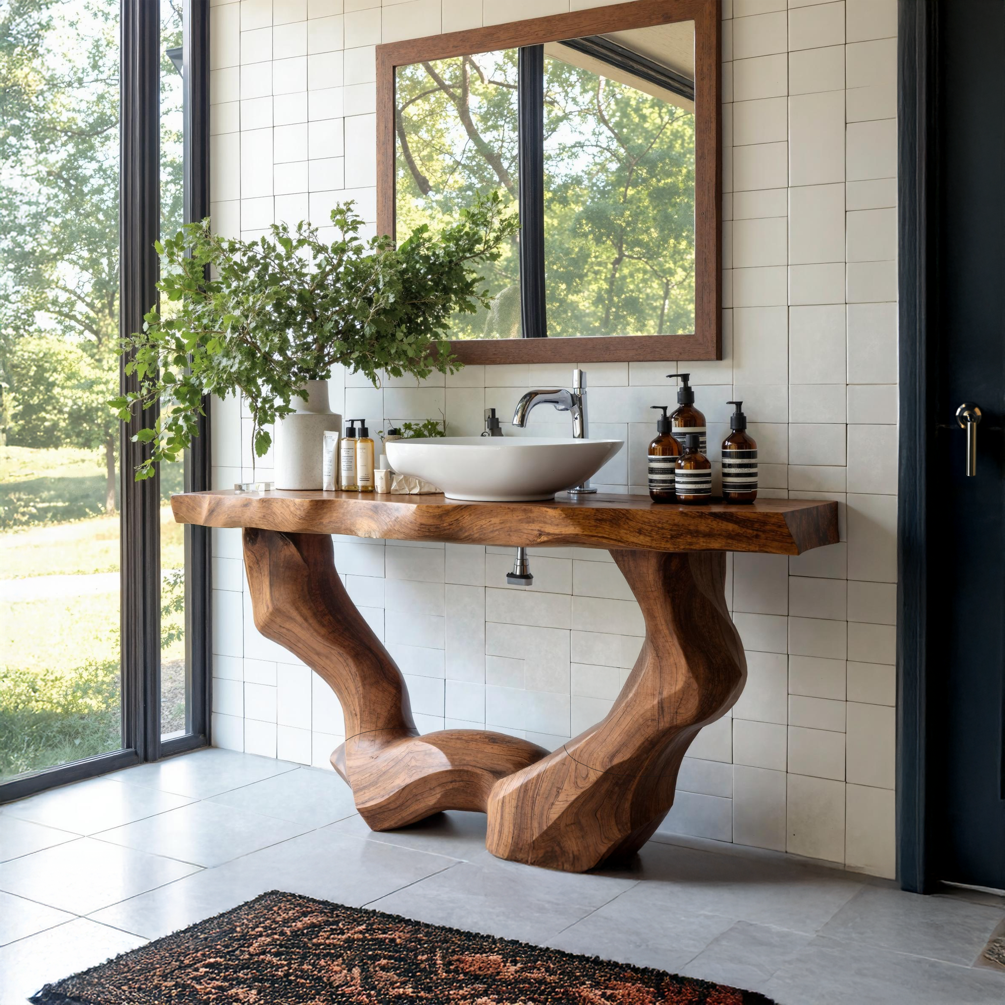 Mid Century Solid Vanity For Natural Furniture Decor SILDTTNBRV004