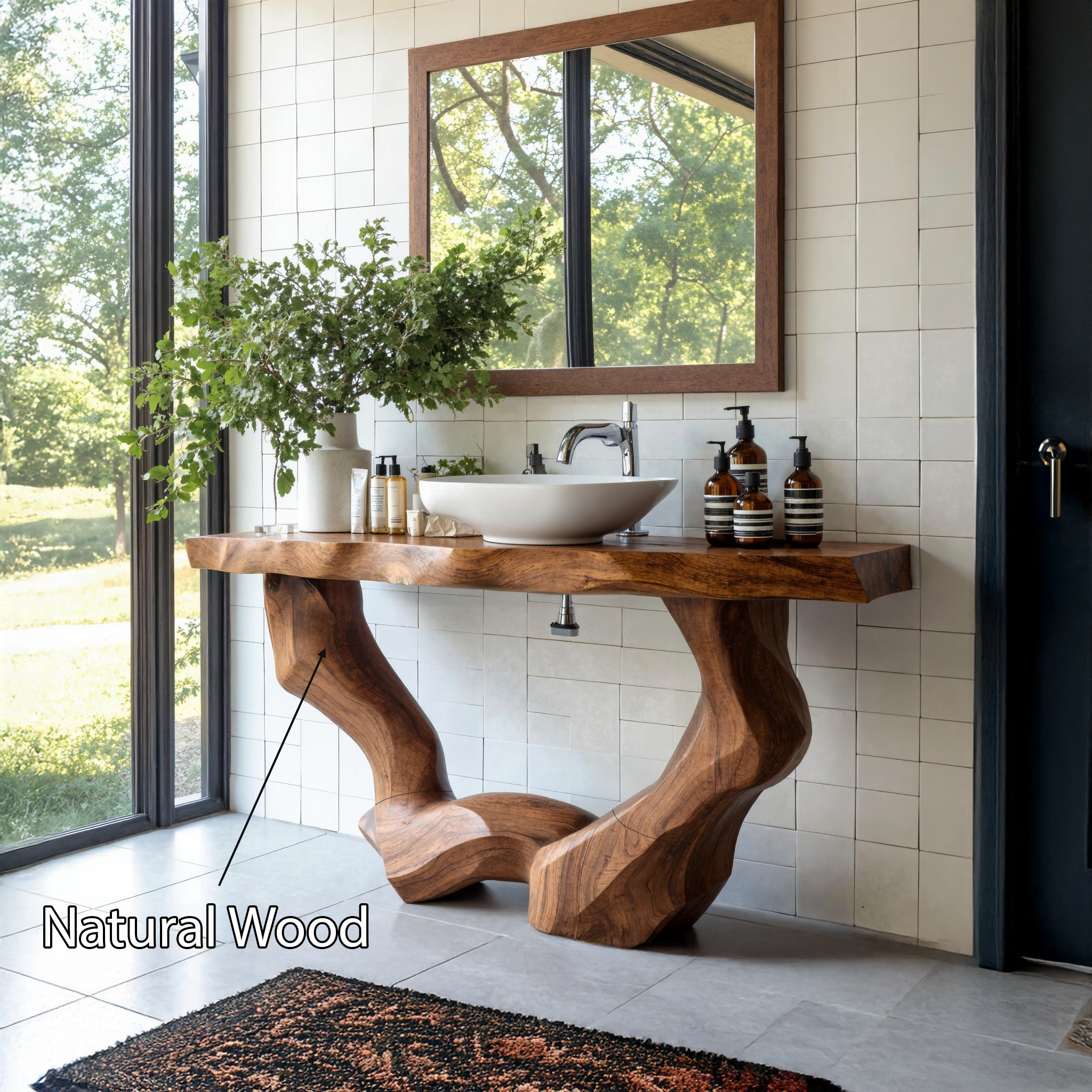 Mid Century Solid Vanity For Natural Furniture Decor SILDTTNBRV004