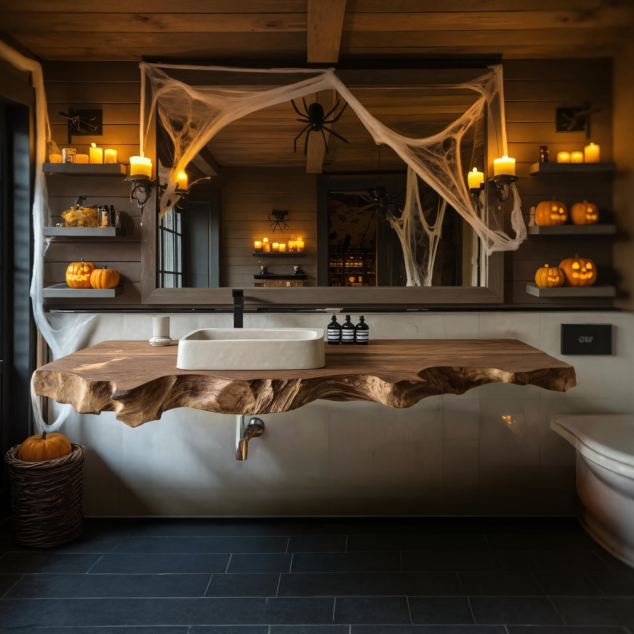 Mid Century Solid Wood Bathroom Shelf For Bathroom Halloween Decoration SILDTTRHBS005