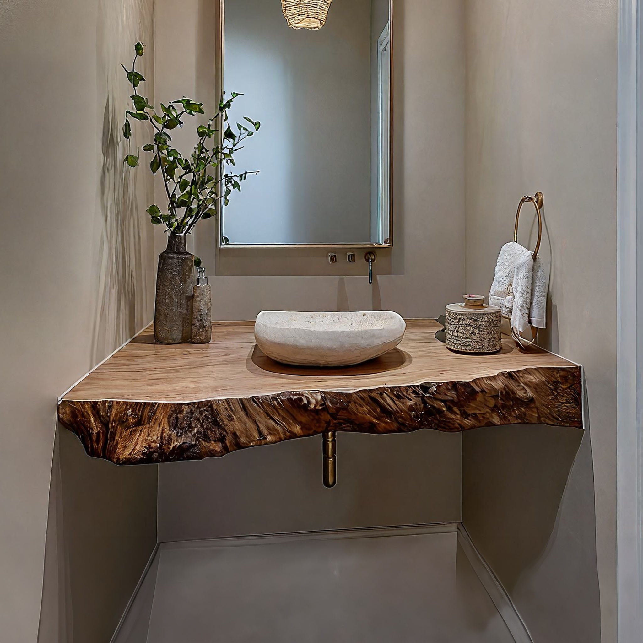 Mid Century Solid Wood Vanity Bathroom Remodel SILDTBRV198