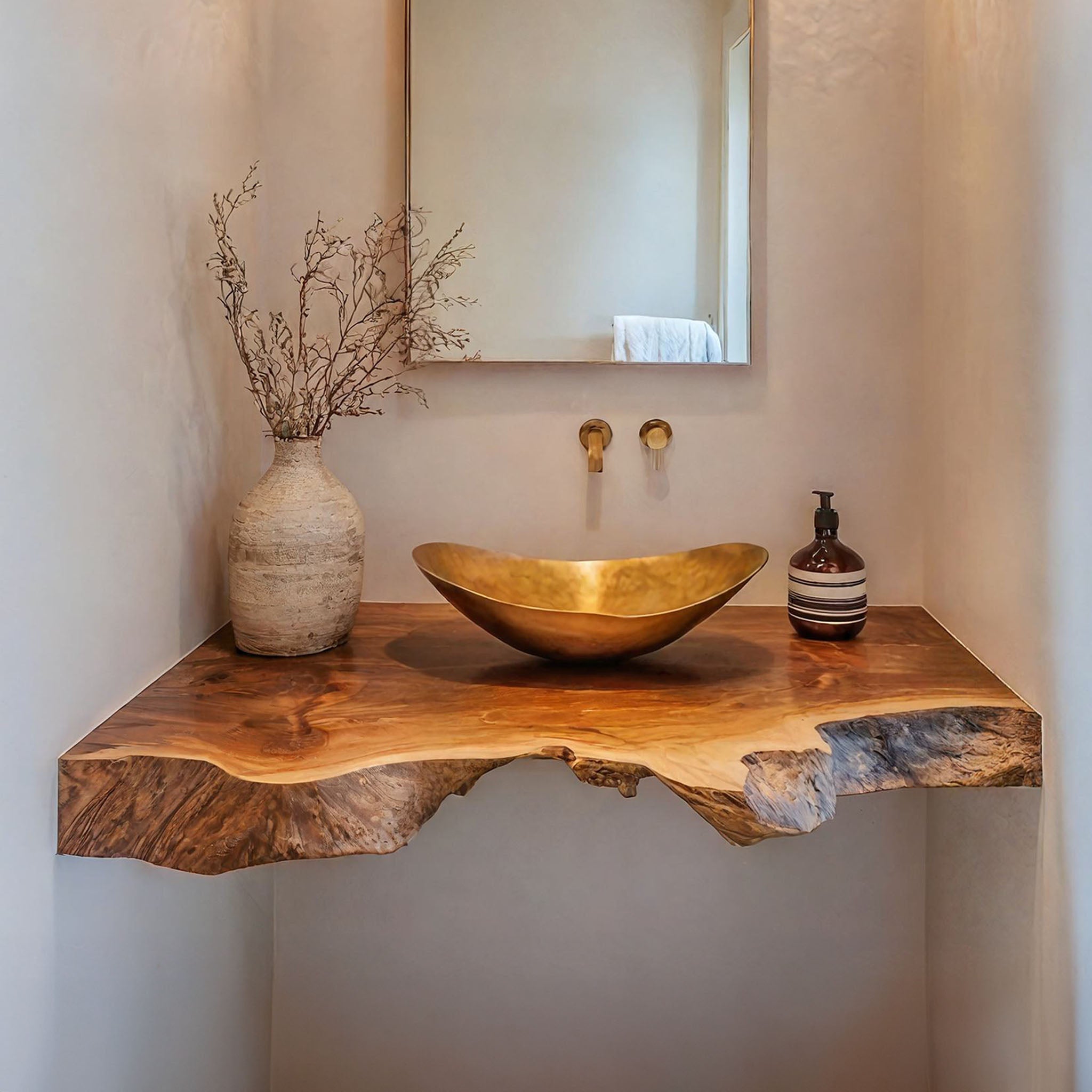 Mid Century Solid Wood Vanity For Bathroom Decor SILDTBRV192