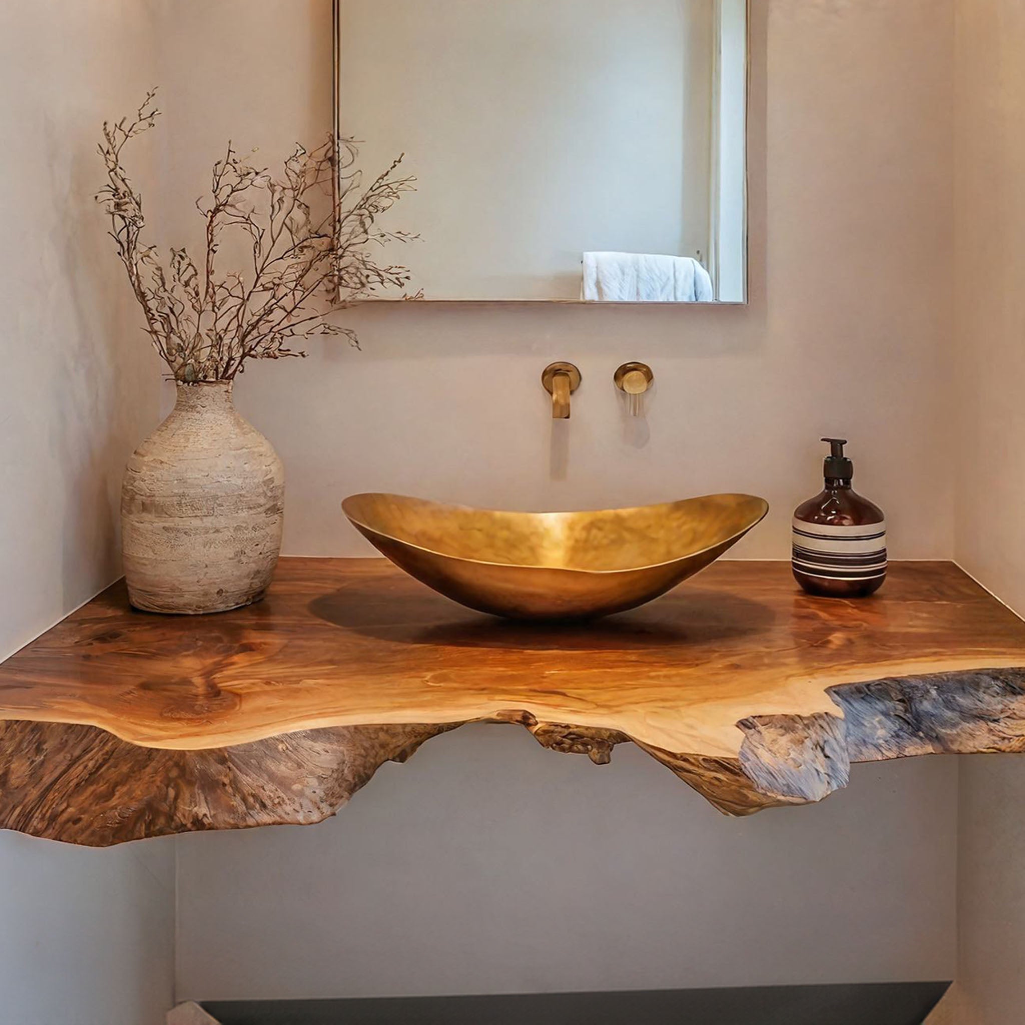 Mid Century Solid Wood Vanity For Bathroom Decor SILDTBRV192